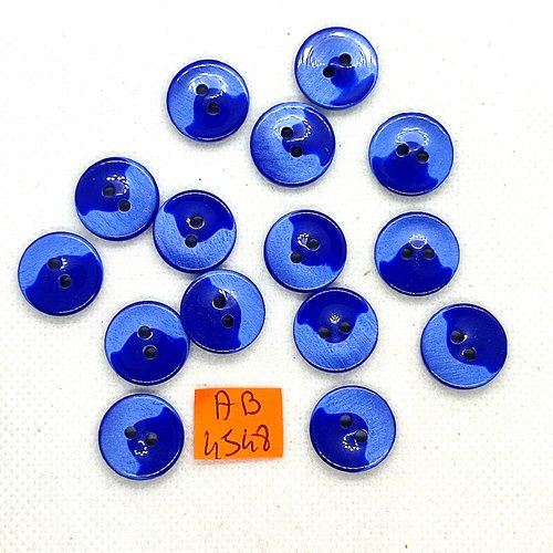 15 boutons en résine bleu - 15mm - ab4548