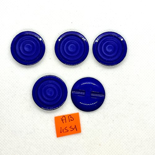 5 boutons en résine bleu - 25mm - ab4551