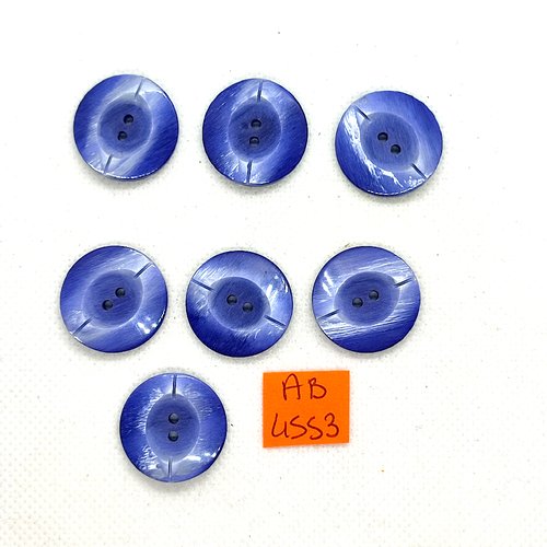 7 boutons en résine bleu - 21mm - ab4553
