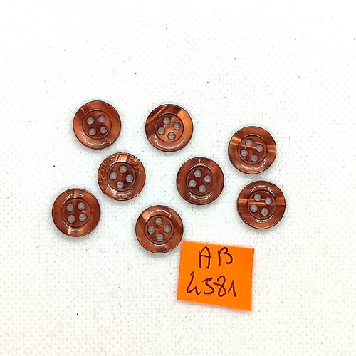 8 boutons en résine marron - 13mm - ab4581