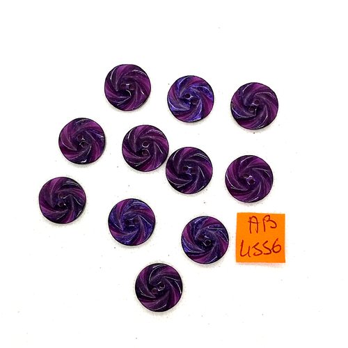 11 boutons en résine violet - 15mm - ab4556