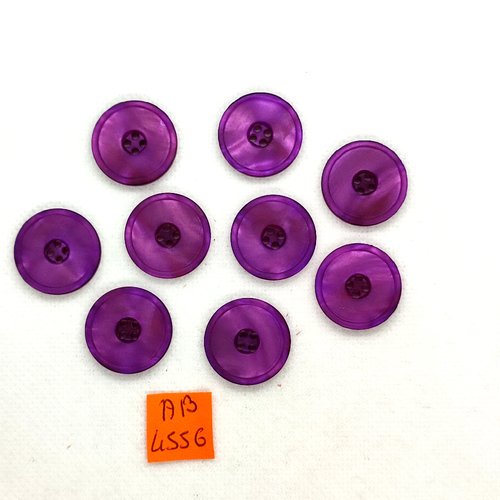 9 boutons en résine violet - 20mm - ab4556bis