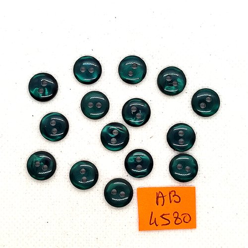 15 petits boutons en résine vert - 10mm - ab4580