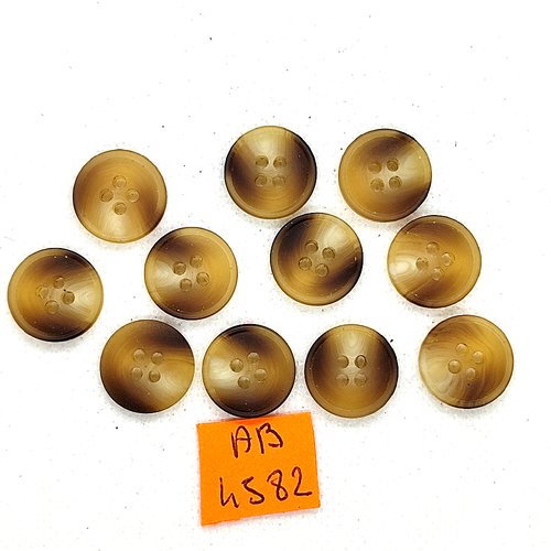 11 boutons en résine marron et beige - 15mm - ab4582