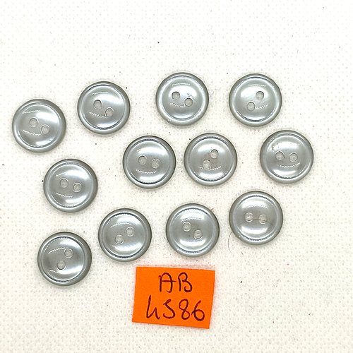 12 boutons en résine gris - 14mm - ab4586