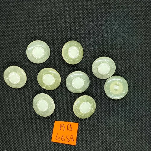9 boutons en résine jaune très pale/ivoire - 18mm - ab4658