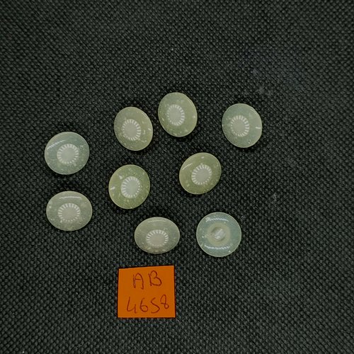 9 boutons en résine jaune très pale/ivoire - 14mm - ab4658