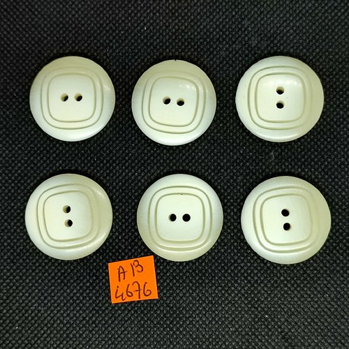 6 boutons en résine ivoire - 27mm - ab4660
