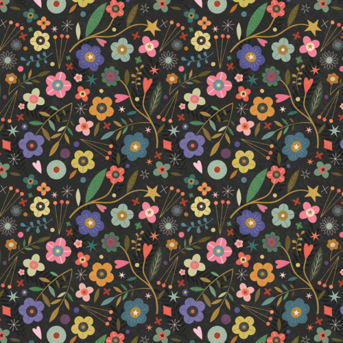 Tissu quilting dashwood studio - tree of life - fleurs multicolores - coton - 10cm/laize