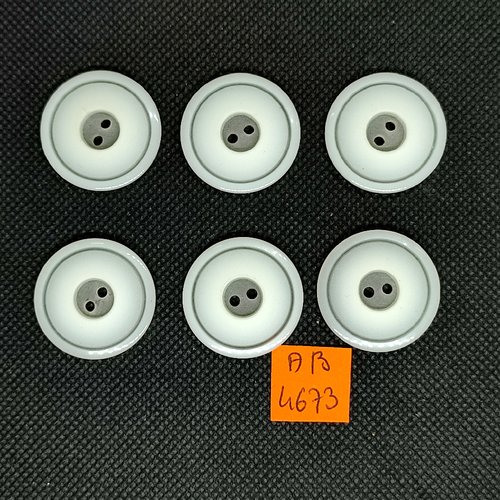 6 boutons en résine blanc cassé - 27mm - ab4673