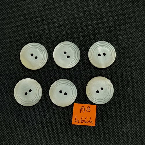 6 boutons en résine ivoire - 22mm - ab4664