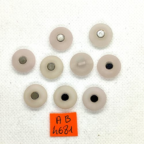 9 boutons en résine rose pale et métal argenté - 15mm - ab4681