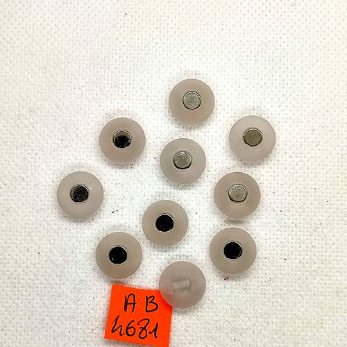 10 boutons en résine rose pale et métal argenté - 12mm - ab4681