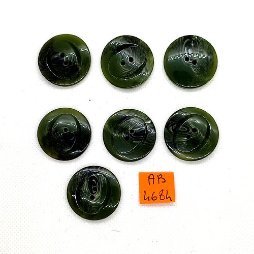 7 boutons en résine vert - 27mm - ab4684
