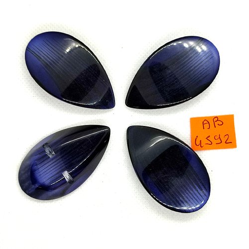 4 boutons en résine bleu foncé - 49x28mm - ab4592