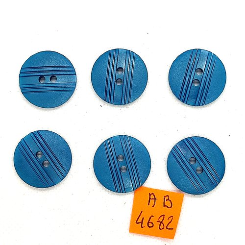 6 boutons en résine bleu - 21mm - ab4682