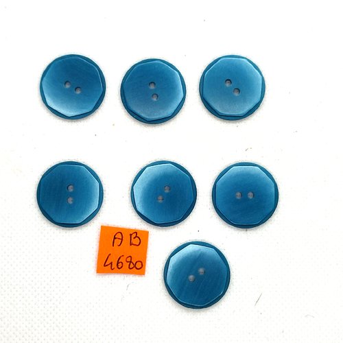 7 boutons en résine bleu - 22mm - ab4680