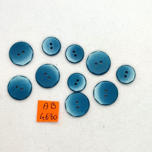10 boutons en résine bleu - 18mm et 14mm - ab4680