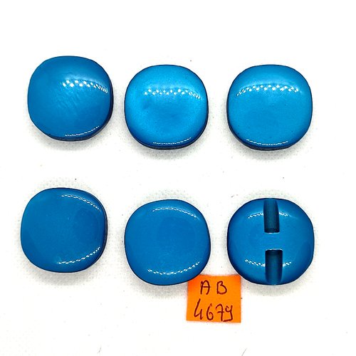 6 boutons en résine bleu canard - 27mm - ab4679
