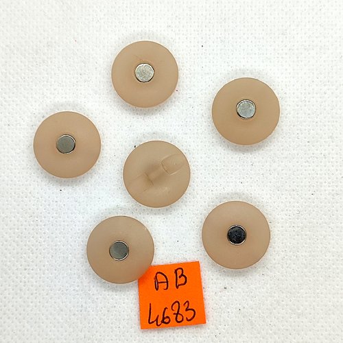 6 boutons en résine rose pale et métal argenté - 17mm - ab4683