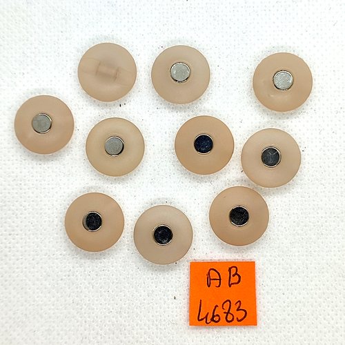 10 boutons en résine rose pale et métal argenté - 15mm - ab4683