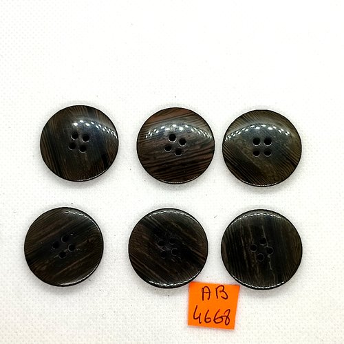 6 boutons en résine marron - 27mm - ab4668