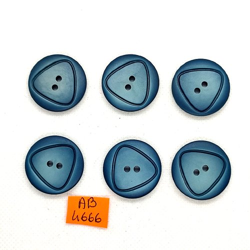 6 boutons en résine bleu - 27mm - ab4666