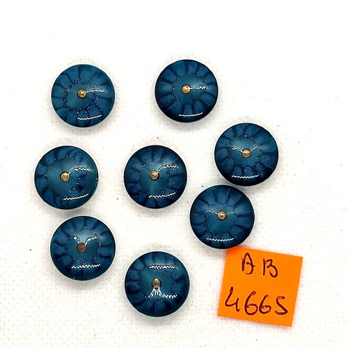 8 boutons en résine bleu - 15mm - ab4665