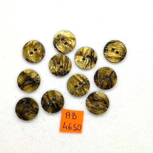 11 boutons en résine vert et jaune - 17mm - ab4650
