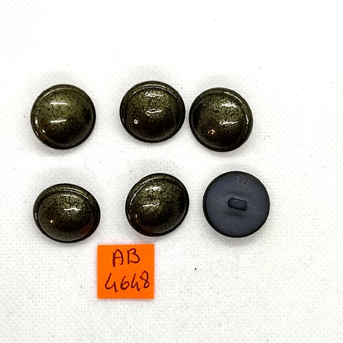 6 boutons en résine gris et vert - 20mm - ab4648