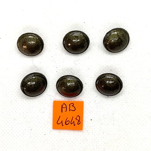 6 boutons en résine gris et vert - 15mm - ab4648