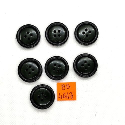 7 boutons en résine vert et noir - 23mm - ab4647