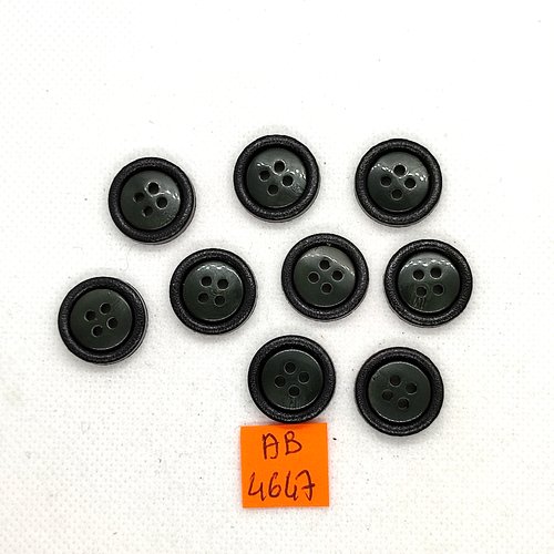 9 boutons en résine vert et noir - 18mm - ab4647
