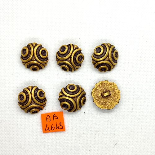 6 boutons en résine doré et bronze - 22mm - ab4643