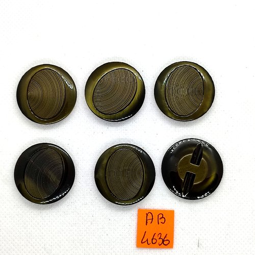 6 boutons en résine vert - 27mm - ab4636