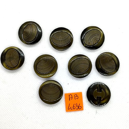 9 boutons en résine vert - 22mm - ab4636