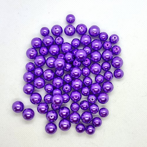 Lot de 82 perles magique en résine mauve - 12mm et 9mm