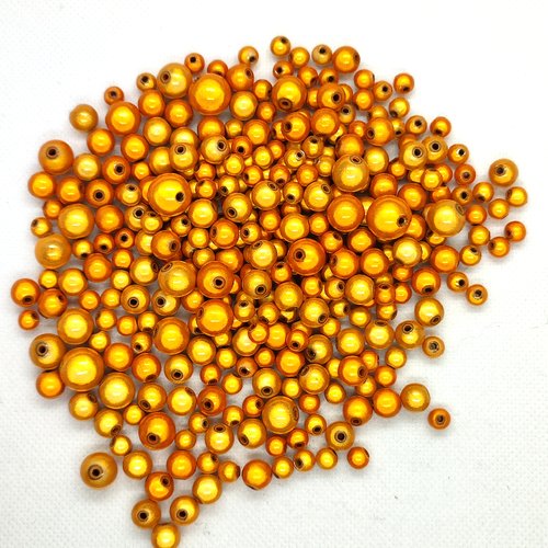 Lot de 329 perles magique en résine jaune/orangé - 12mm - 9mm - 8mm et 6mm