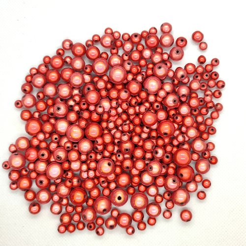 Lot de 448 perles magique en résine rouge clair - 12mm - 10mm - 8mm et 6mm