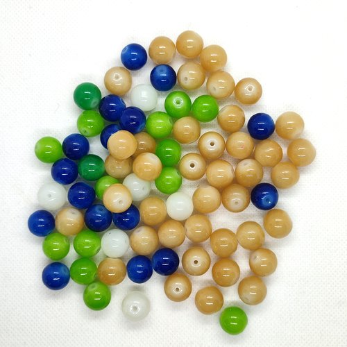 Lot de 77 perles en verre multicolore - 11mm er 12mm