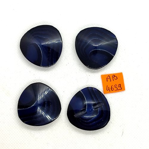 4 boutons en résine bleu foncé - 32mm - ab4639