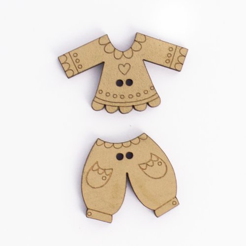 2 boutons en bois - vetements d'enfants