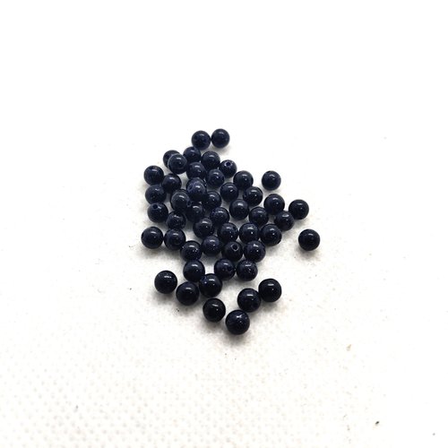 50 perles gemmes - goldsand bleu pailleté - 4mm