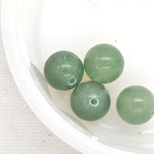 4 perles gemmes - aventurine vert - 12mm