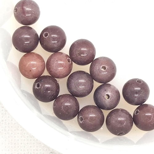 15 perles gemmes - aventurine marron sépia - 8mm