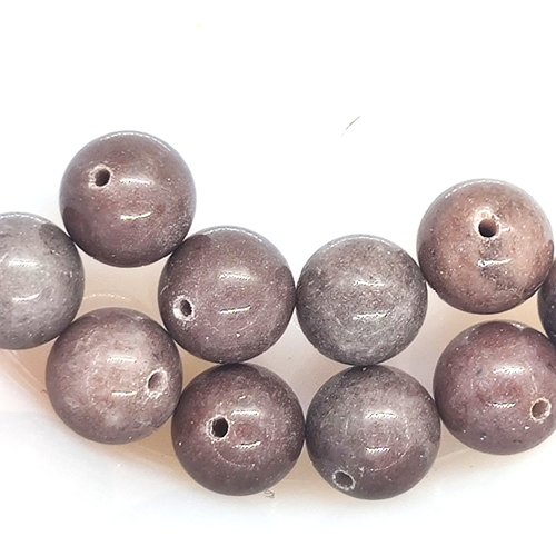 10 perles gemmes - aventurine marron sépia - 10mm