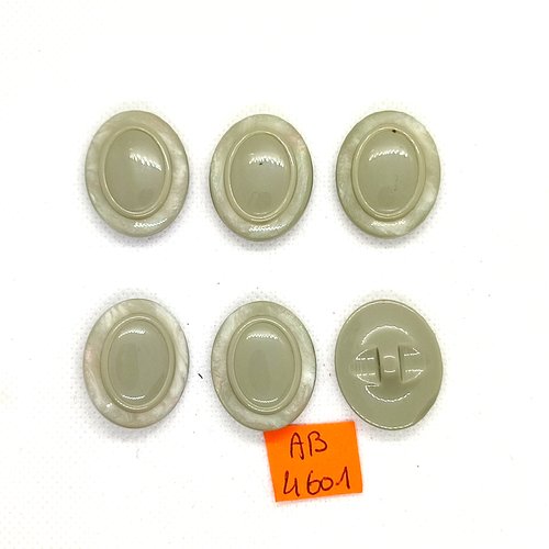 6 boutons en résine gris - 27x22mm - ab4601