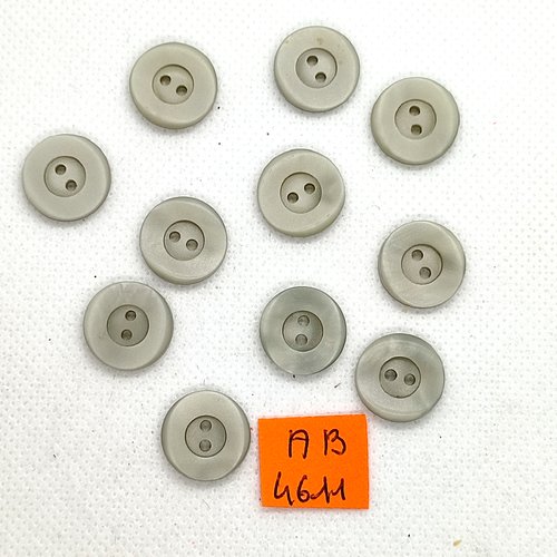 11 boutons en résine gris - 15mm - ab4611