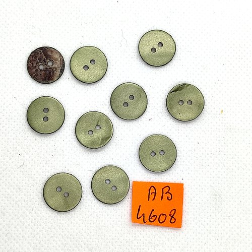 10 boutons en nacre gris - 14mm - ab4608