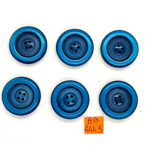 6 boutons en résine bleu - 31mm - ab4443